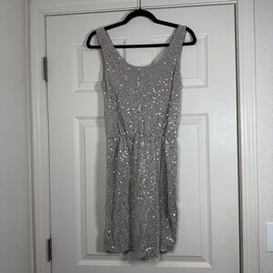Express 2012 Sleeveless Sequin Lined Low Back Elastic Waist Mini Dress Size Sm